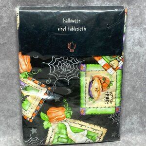 Halloween Vinyl Tablecloth 52"x70" Oblong Pumpkins Pies Ghosts Design 2003